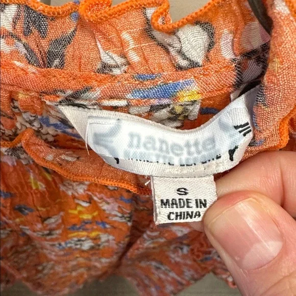 Nannette Orange Floral Ruffle Blouse - Picture 2 of 3
